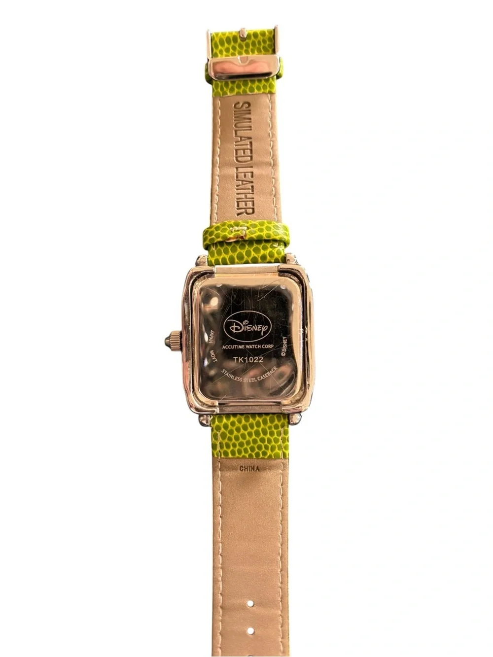 DISNEY TK1022 Tinker Bell Fairy Watch Green Leather Band Japan MVT~Needs Battery